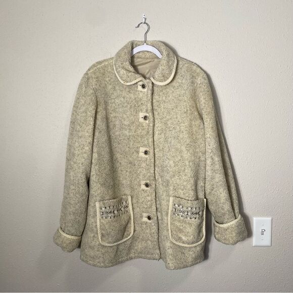 Vintage Tudor Court Button Front Speckled Fleece Jacket/Shacket Women's Size Med - Picture 13 of 16